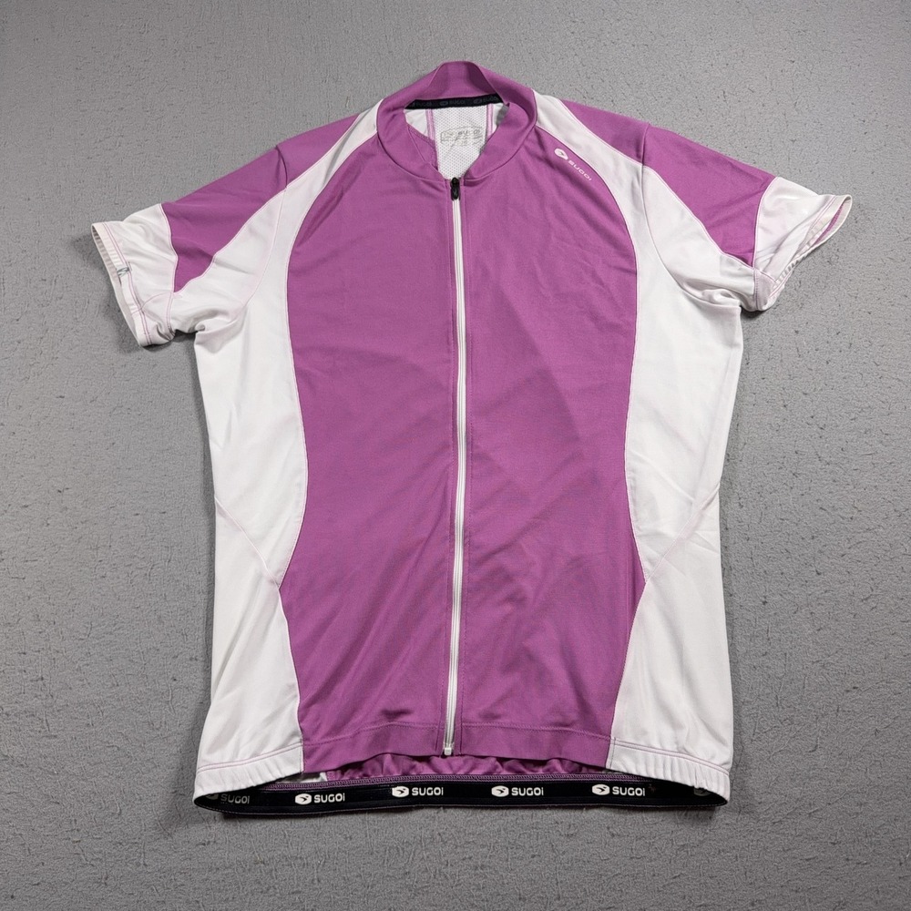 Sugoi RPM Jersey‎ Shirt Womens XL Purple White Short Sleeve Cycling Top